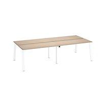 Pôle de 4 bureaux droits chêne clair L 140 x P 60 cm, piétement métal blanc - Arch_0