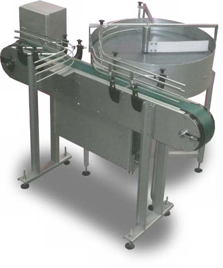 Table tournante en acier inox avec plateau PVC - Motorisation triphasée et dimensions sur mesure_0