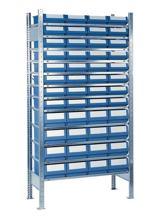Étagère à emboîter H2000 x l1000 x P300 mm - Base 12 supports en acier 32 x 2, 16 x 3 - Portance 150 kg et charge 1300 kg_0