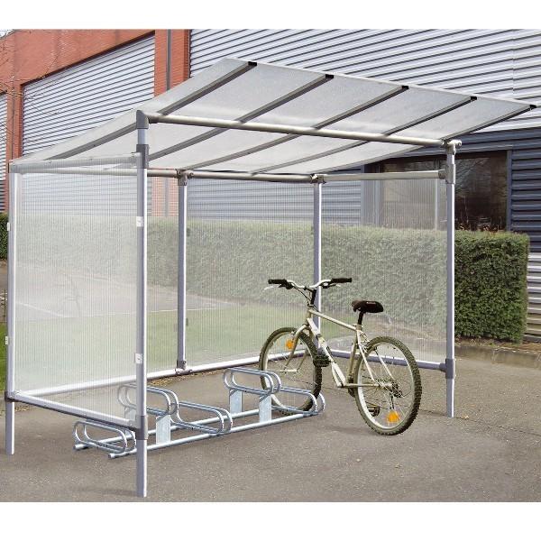 Abri vélo semi-ouvert - structure en aluminium anodisé - bardage en polycarbonate alvéolaire traité anti-UV_0