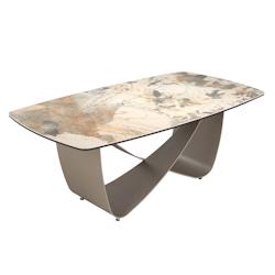 AC ANGEL CERDA Angel Cerdá Table basse ovale en marbre porcelaine et acier métallique taupe 2144C Ø120 x 70 x 43 - beige porcelaine 8435631034766_0
