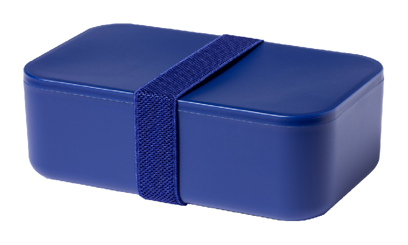 Boîte lunch - plastique PP avec sangle élastique - 1000 ml - couleur bleu foncé_0