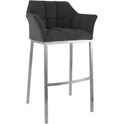 CLP Tabouret de bar Damaso Cord avec piètement à quatre pieds Gris foncé/Acier inoxydable - gris métal 326348_0