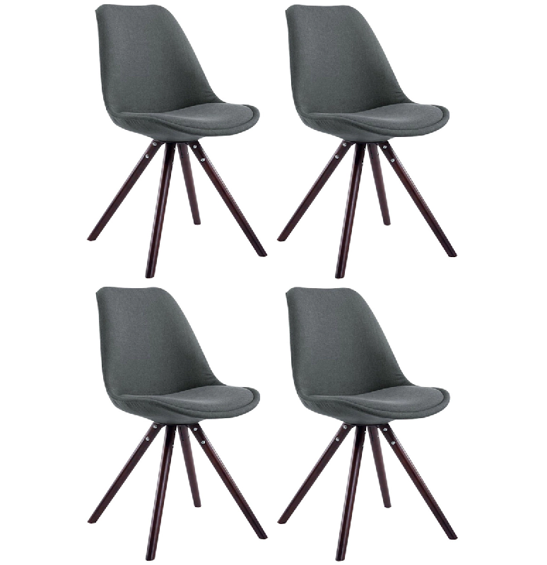 Décoshop26 - 4 chaises de salle à manger style scandinave en tissu gris foncé pieds rond en bois marron CDS10341 - marron 3000476369608_0