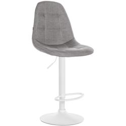 Décoshop26 - Tabouret de bar x1 avec repose-pieds hauteur réglable pivotant assise en tissu gris cadre métallique blanc 10_0004852 - blanc 30002523_0