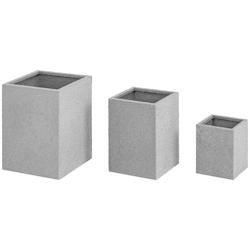 Helloshop26 - Pots de fleurs lot de 3 inox imitation pierre de grès acier inoxydable 201 gris 14_0009738 - 3000221810478_0
