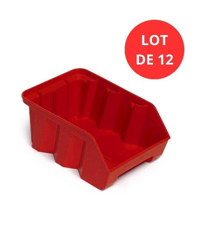 Lot de 12 bacs Duetto 28 litres - plastique rouge - optimisation des espaces et organisation_0