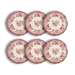 Novastyl - Lot De 6 Assiettes A Dessert Faustine 20cm En Porcelaine Rose - 3256391043158_0