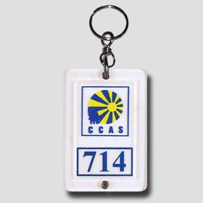 Porte-clés hôtel Créotel blanc - personnalisable avec logo - polycarbonate 90x63x8 mm_0