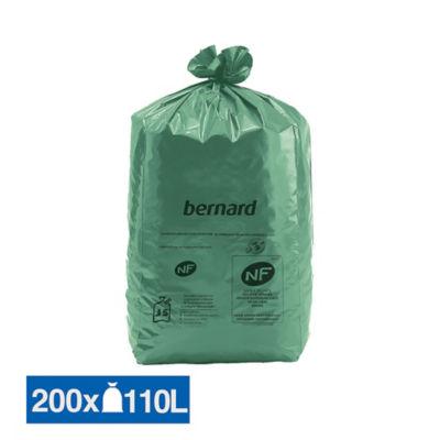 Sacs poubelle déchets lourds Bernard Green NF verts 110 L, lot de 200_0