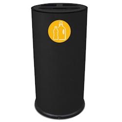Stil Casa poubelle de tri sélectif, Ø 35 x h. 72 cm, acier peint, trois compartiments, pictogramme magnétique, 70 litres, noir. - 873 N_0