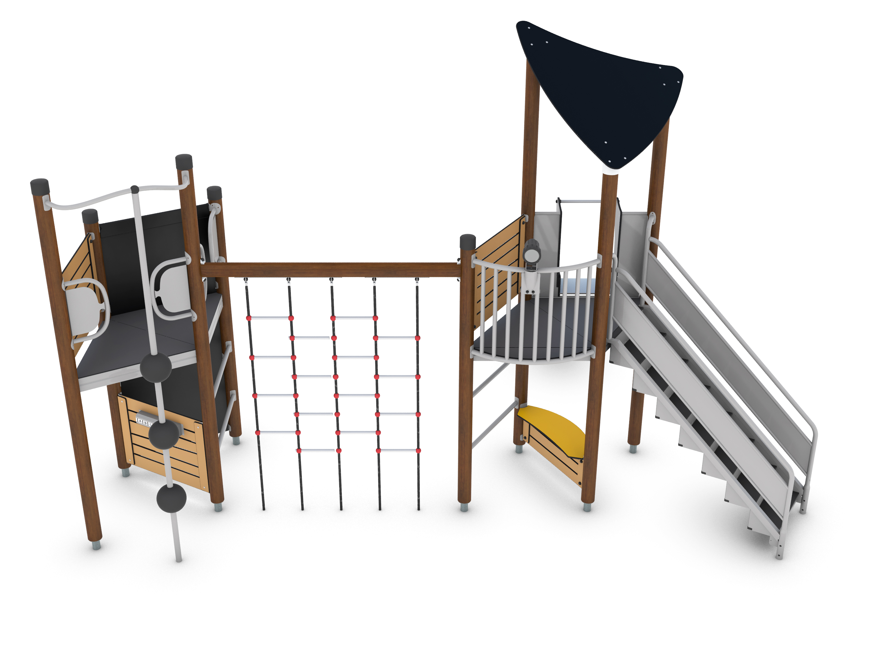 Structure multi-jeux 3 à 12 ans - Uniplay Adantes 8061765 Hags - Poteaux bois et panneaux HPL, fondation à enterrer_0