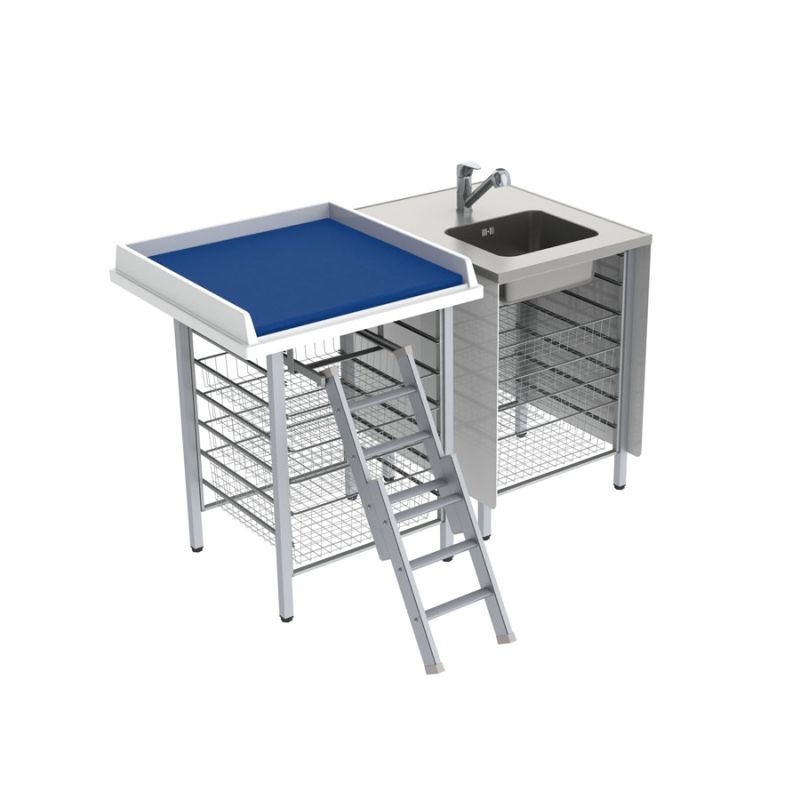 Table à langer pour handicapé - Granberg Kid 327 - combinaison 1 - 327-081-0 - avec lavabo, matelas et accessoires hygiéniques_0
