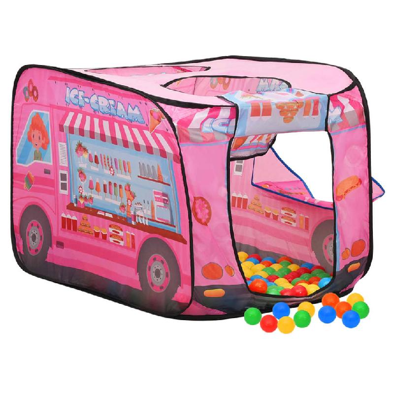 Tente de jeu pour enfants rose avec 250 balles colorées - 70 x 112 x 70 cm - Modèle 02_0005170_0
