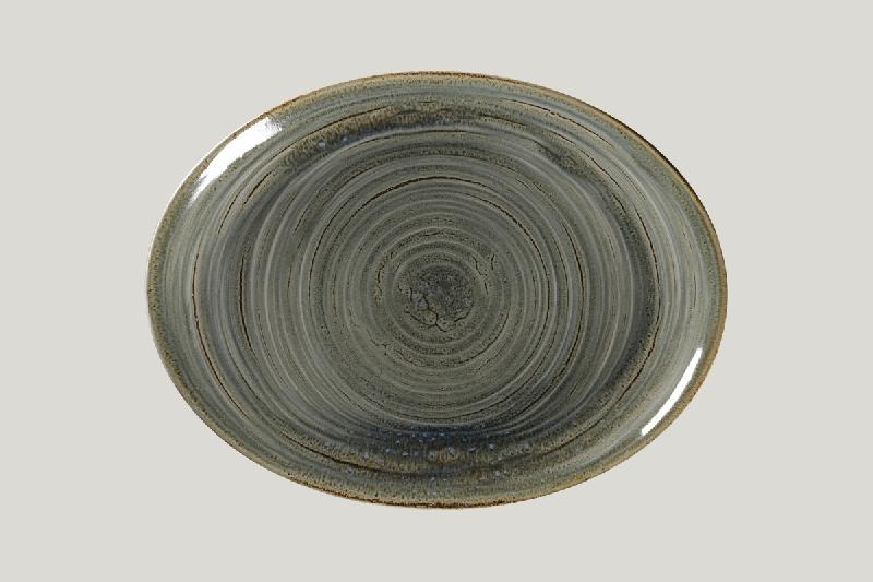 PLAT OVALE GRIS PORCELAINE 36 CM RAKSTONE SPOT