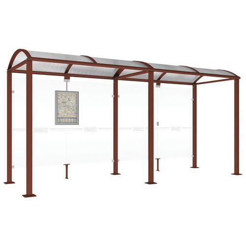 ABRI BUS VOÛTE 5 M SANS BARDAGES LATÉRAUX - ASPECT CORTEN - PROCITY