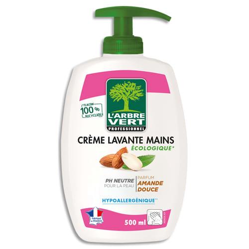 L'Arbre Vert - Crème lavante mains hypoallergénique parfumée à l'amande douce - Flacon poussoir 500 ml_0