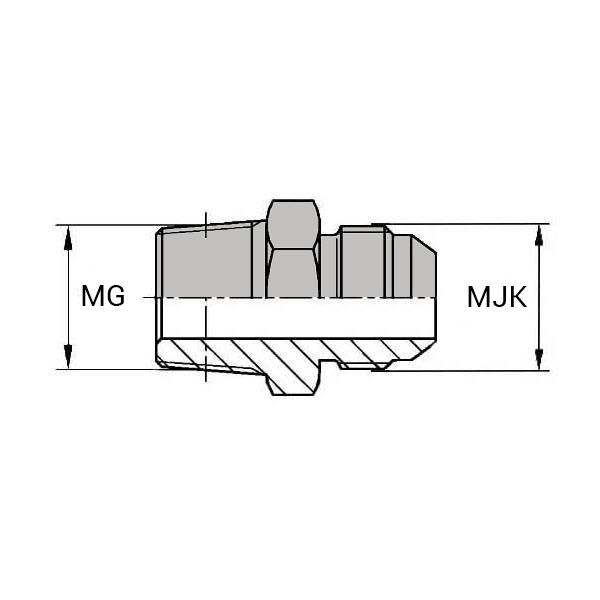 Adaptateur droit mâle gaz conique x mâle Komatsu® - MGCO1/4 / MKO (JIS)14X150 - Ø 13.15 mm_0