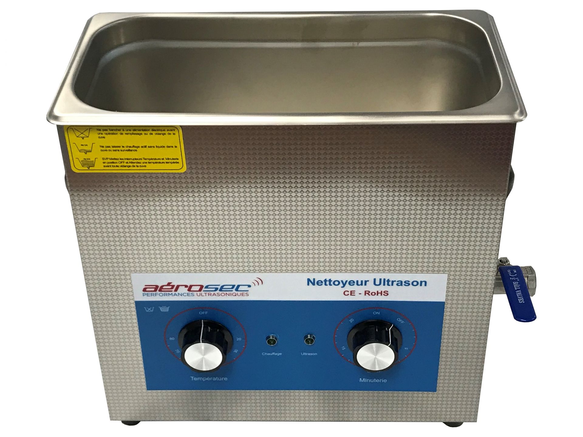 Bac ultrason industriel à usage non intensif de capacité 10 litres pour le nettoyage de petites pièces mécaniques_0