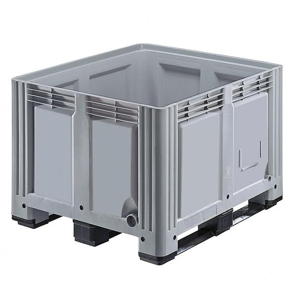 Caisse palette plastique rigide pleine - 3 semelles 1200 x 1000 x 870 mm Gris - Réf : CAI123CP1210022_0