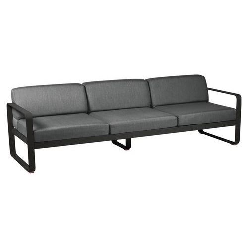 CANAPÉ 3 PLACES BELLEVIE RÉGLISSE COUSSINS GRIS GRAPHITE - FERMOB