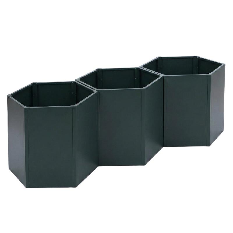 Décoshop26 - Lot de 3 carrés potagers surélevés bacs hexagonaux 1 380 L 77x264x100 cm en acier galvanisé vert revêtement 04_0008849 - acier 3000_0