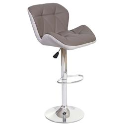 Décoshop26 - Tabouret de bar chaise de comptoir hauteur réglable en synthétique taupe gris cadre en acier chromé 04_0005263 - gris 3000126532697_0