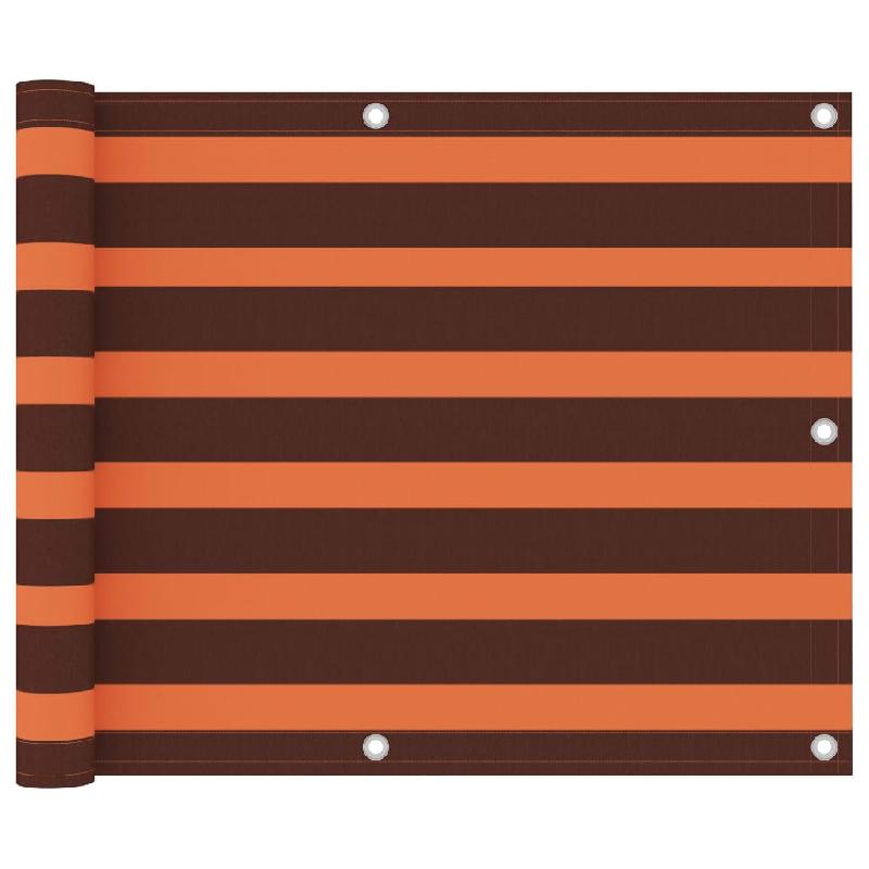 Écran de balcon brise-vue - Protection intimité 75x500 cm - Tissu Oxford imperméable orange et marron - Réf. 02_0010321_0
