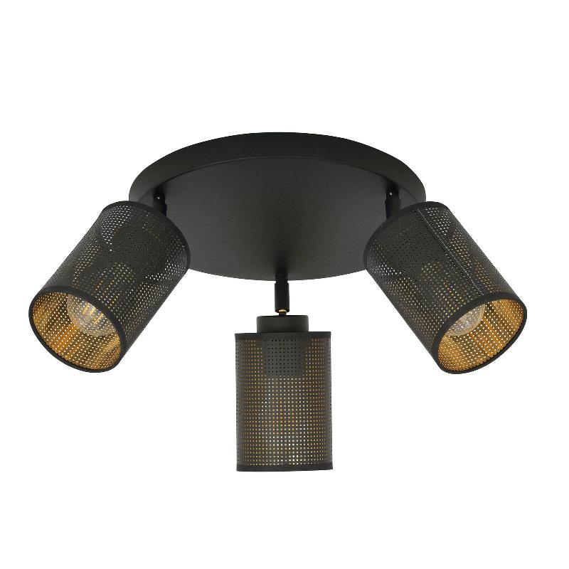 EULUNA SPOT PLAFOND BRONX PREMIUM, NOIR/DORÉ, 3 LAMPES