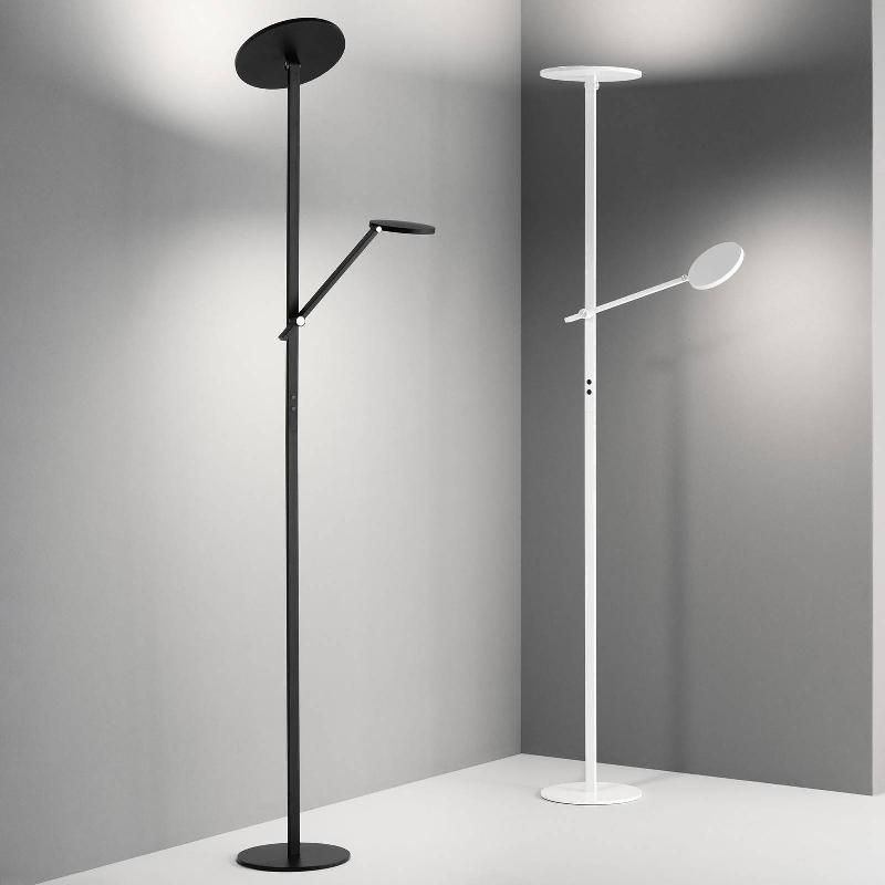 FABAS LUCE LAMPE SUR PIED LED REGINA AVEC BRAS DE LECTURE, 2 LAMPES, BLANC