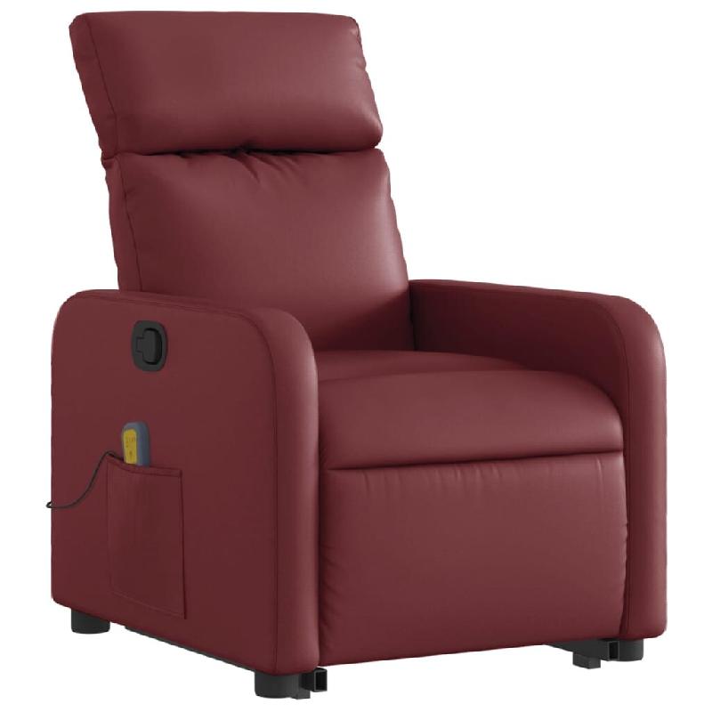 Fauteuil inclinable de massage Rouge bordeaux Similicuir Modèle Belmelora - 8721012219892_0
