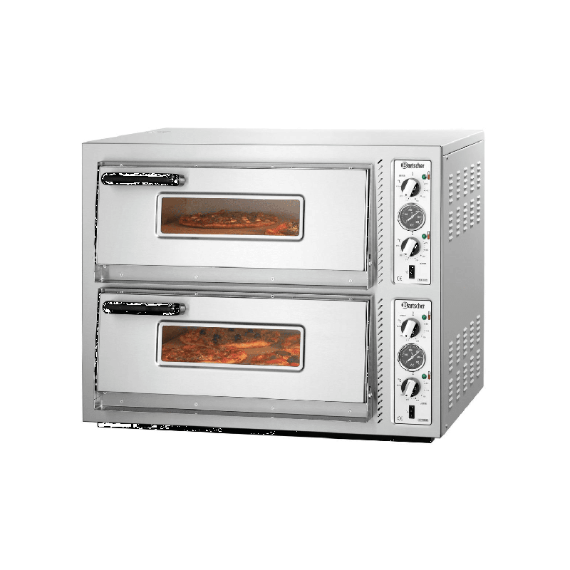 Four électrique 2 x 4 pizzas (Ø)300 mm, argenté, 10 000 W, 400 V - TRI_0
