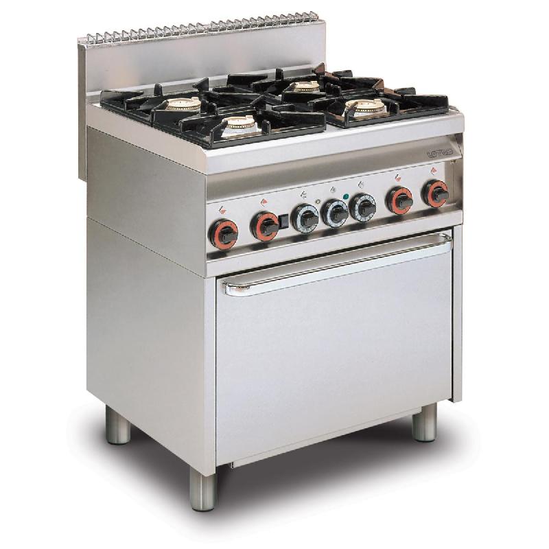 Fourneau gaz 4 feux sur four électrique statique | Lotus MagicProf 650 - Porte acier_0