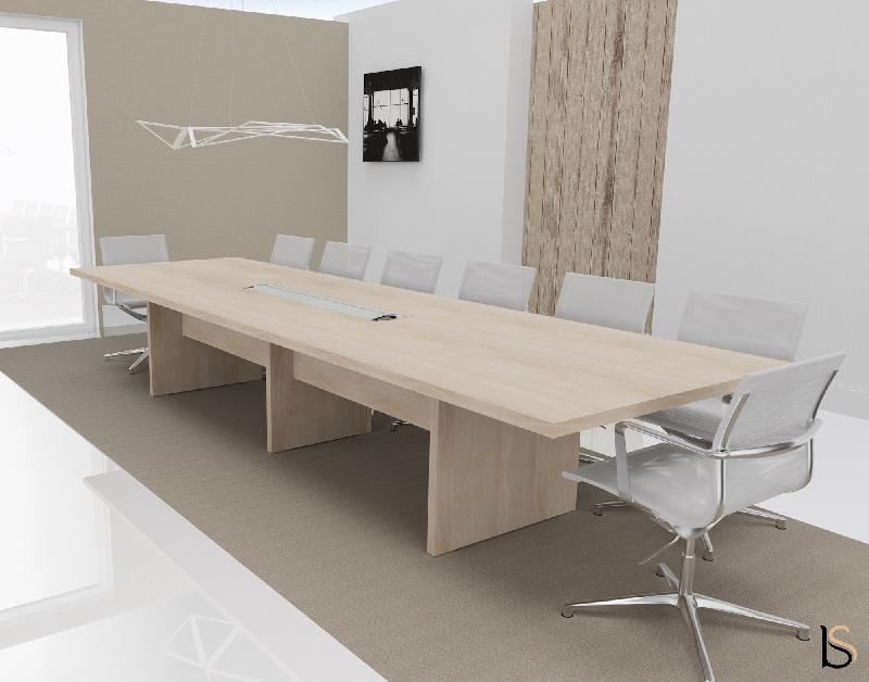 Grande table de réunion rectangulaire TAK - Mobel Linea. - Oui, Acacia clair, 400_0