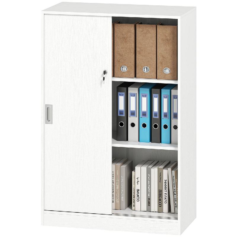 Helloshop26 - Armoire de bureau 2 portes coulissantes 80 x 40 x 120 cm verrouillable rangement moderne en panneaux de particules 21_0002432 - aluminiu_0