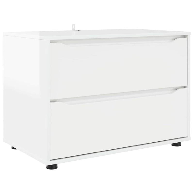 Helloshop26 - Armoire de rangement minimaliste pratique 80 x 48 x 57 cm avec tiroirs en bois d'ingénierie blanc brillant 02_0054595 - blanc Bois mass_0