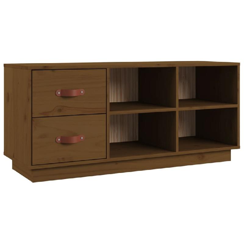 Helloshop26 - Banc à chaussures bottes commode étagère meuble entrée rangement 100 x 34 x 45 cm bois de pin massif marron 02_0022977 - marron Bois_0