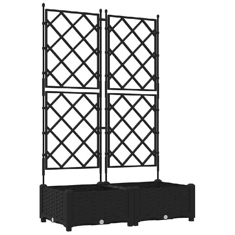 Helloshop26 - Lot de 2 cache-pots modernes extérieur 80 x 40 x 125,5 cm durable chic en acier noir 02_0058535 - noir acier 3000240645259_0