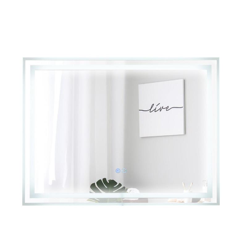 Helloshop26 - Miroir de salle de bain rectangulaire 80 x 60 cm éclairage avant et arrière ambiance cosy en verre argenté 20_0012849 - argenté 3000_0