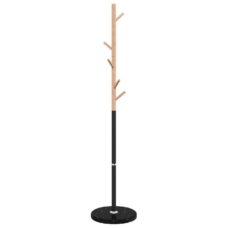Helloshop26 - Porte-manteau sur pied noir 172 x 37 cm 6 patères design moderne couloir en fer enduit de poudre noir 02_0047587 - noir Bois massif 300_0