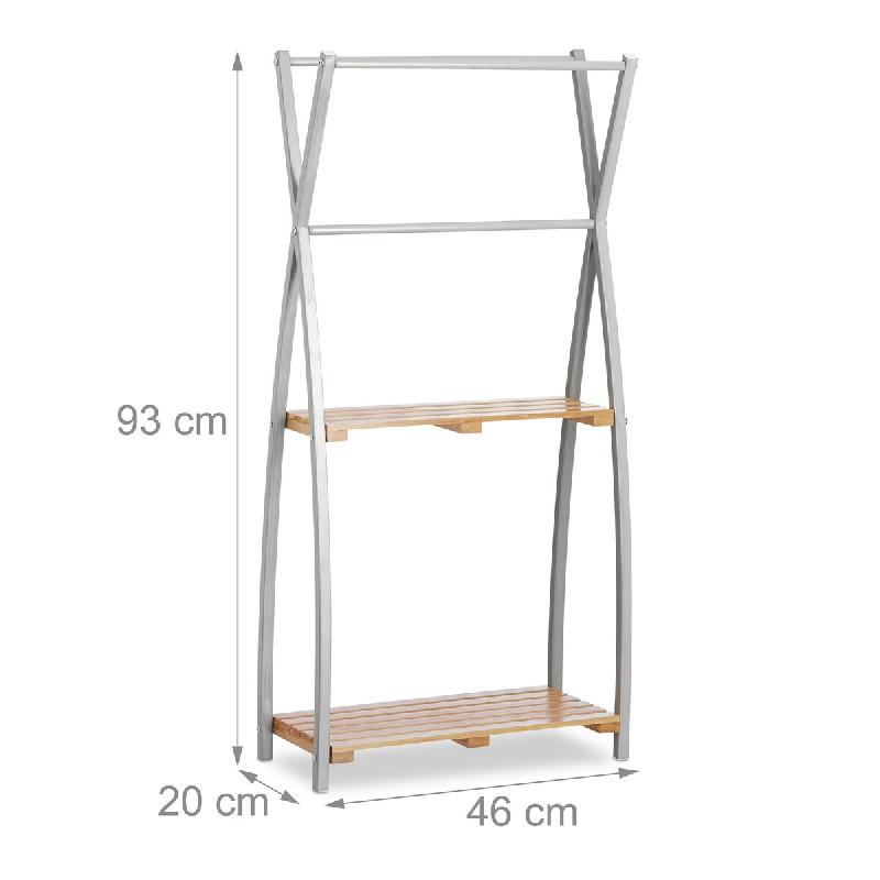 Helloshop26 - Porte-serviettes sur pied design 93 cm bambou et acier 13_0002281 - Bambou 3000118818983_0