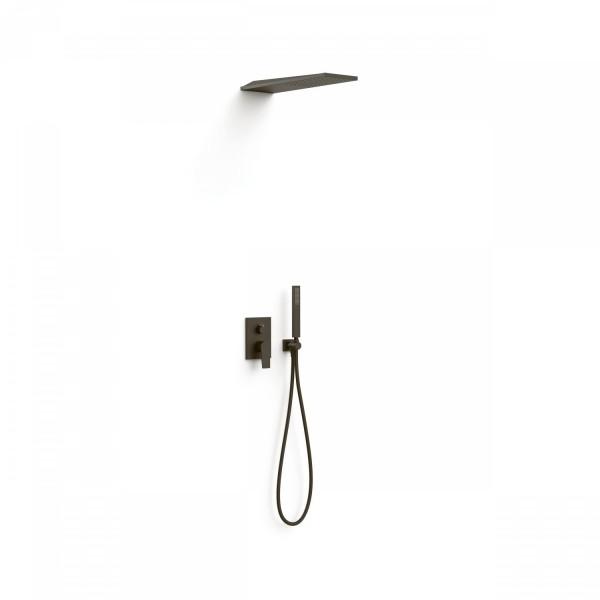 KIT DE DOUCHE ENCASTRÉ RAPID-BOX NOIR MÉTALLISÉ BROSSÉ - TRES 21128005KMB