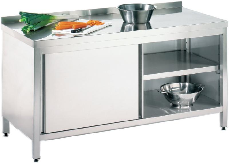 ARMOIRE DE TRAVAIL EN INOX PROFI AVEC PORTES COULISSANTES ET DOSSERET 1 800 X 600 MM