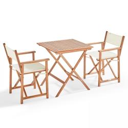 Oviala Business Table bistrot pliante carrée et 2 chaises pliantes blanc - Oviala - blanc Bois massif 106575_0