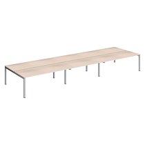 Pôle 6 bureaux droits Teamline L 540 cm - plateaux chêne clair piètement métal aluminium arche_0