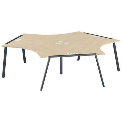 PACK 3 POSTES SYMÉTRIQUES 120 GARY PIED ANTHRACITE PLATEAU CHÊNE CLAIR - MBA