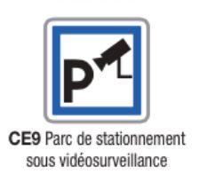 Panneau de signalisation d'indication CE9 - Parc de stationnement sous vidéosurveillance, formats variés_0