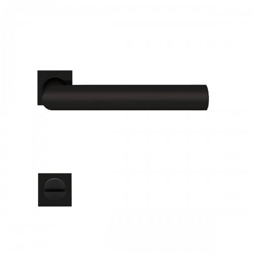 POIGNÉES DE PORTE SUR MINI-ROSACE CARRÉE SÉRIE ER 28QM RHODOS - NOIR MAT - À CONDAMNATION KARCHER DESIGN