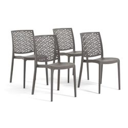 RATTATAN Set 4 Chaises en polypropylène avec fibre de verre empilables pour extérieur et jardin, bar et restaurant, cuisine design moderne - ZORA -_0