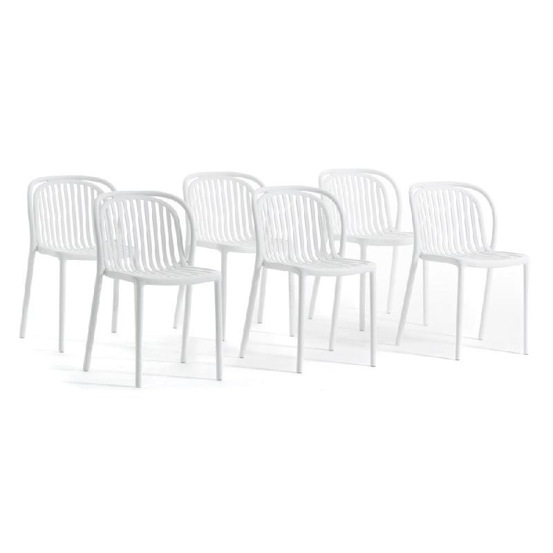 RATTATAN Set de 6 chaises en résine renforcée de fibre de verre, design moderne, empilables pour extérieur, jardin, bar, restaurant, cuisine – El_0